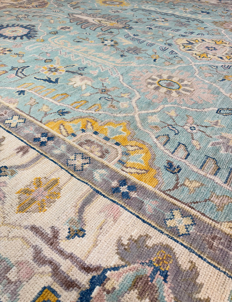 is a beautiful handknotted rug with a slightly thicker and softer pile.