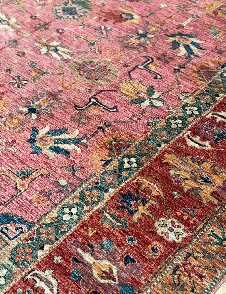 Damascus Rose Gendje Rug | 370cm x 275cm | Emma Mellor Handmade Rugs