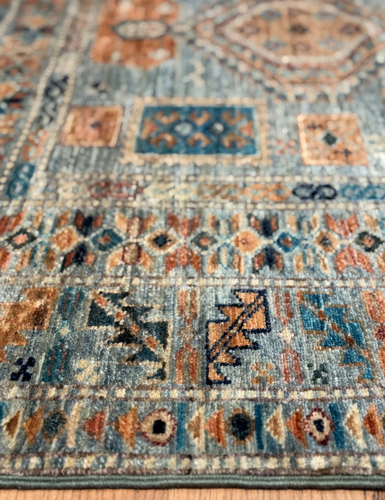 Cerulean Blue Gendje Rug | 305cm x 245cm | Rugs | Emma Mellor Rugs