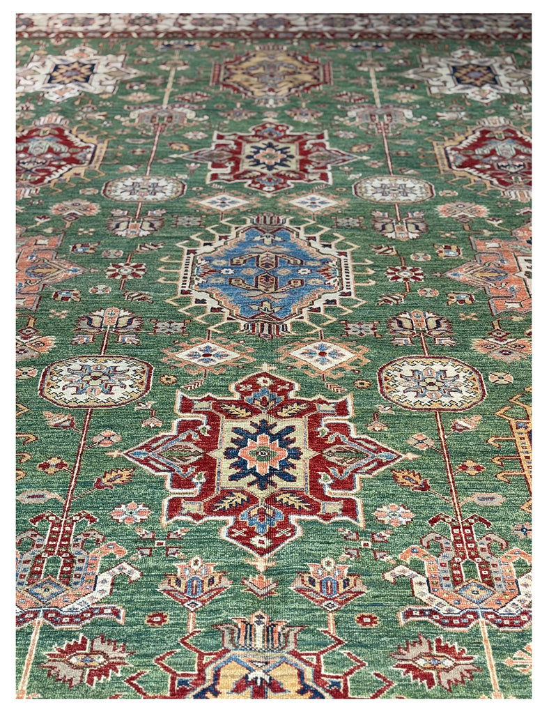 Green Shirvan Rug | 380cm x 270cm | Large | Emma Mellor Handmade Rugs