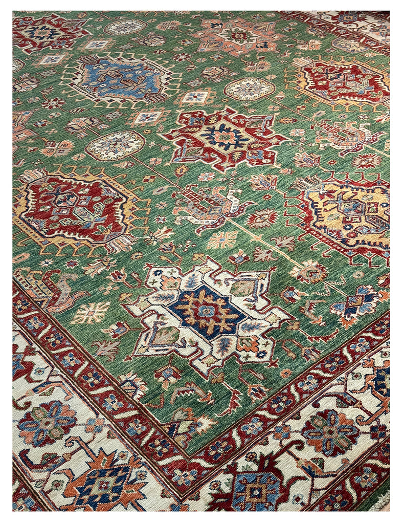 Green Shirvan Rug | 380cm x 270cm | Large | Emma Mellor Handmade Rugs