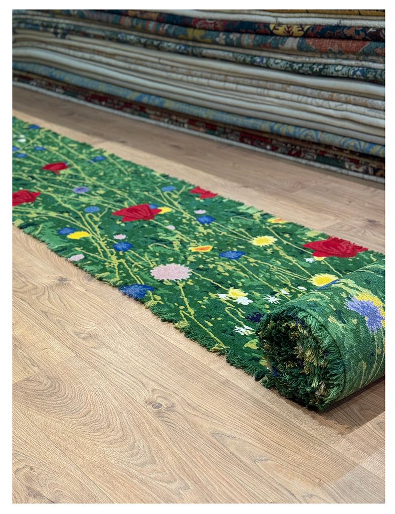 Handknotted Meadow Runner | 750cm x 60cm | Emma Mellor Handmade Rugs