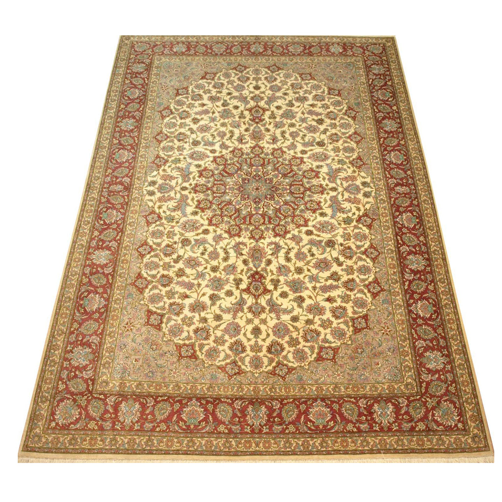 Fine Persian Silk Qum - 300cm x 198cm (9'10 x 6'6) - Silk Rugs - HANDMADE RUG COMPANY