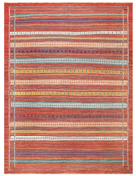 Carnival Kilim in Terracotta Red | 407cm x 315cm | Emma Mellor Handmade Rugs