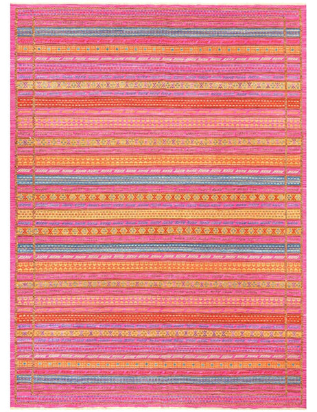 Carnival Kilim Rug In Hot Pink  - Hand woven wool Kilim rug - Large Kilim Rugs | Worldwide Delivery  | Emma Mellor Handmade Rugs 