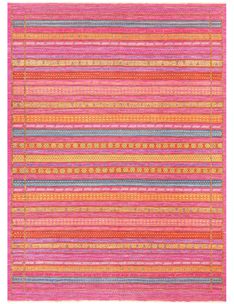 Carnival Kilim Rug In Hot Pink  - Hand woven wool Kilim rug - Large Kilim Rugs | Worldwide Delivery  | Emma Mellor Handmade Rugs 