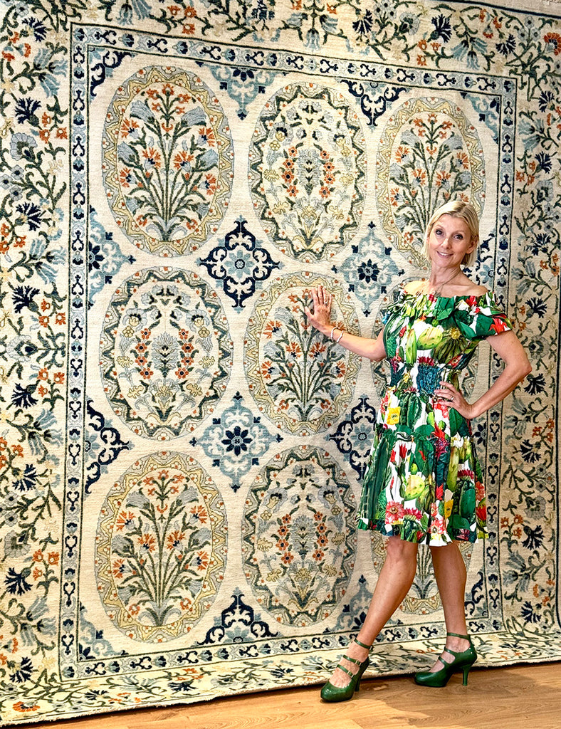 Garden Tile Rug - Handmade in Afghanistan with fine wool and natural dyes - Garden Tile Rugs | Emma Mellor Handmade Rugs London