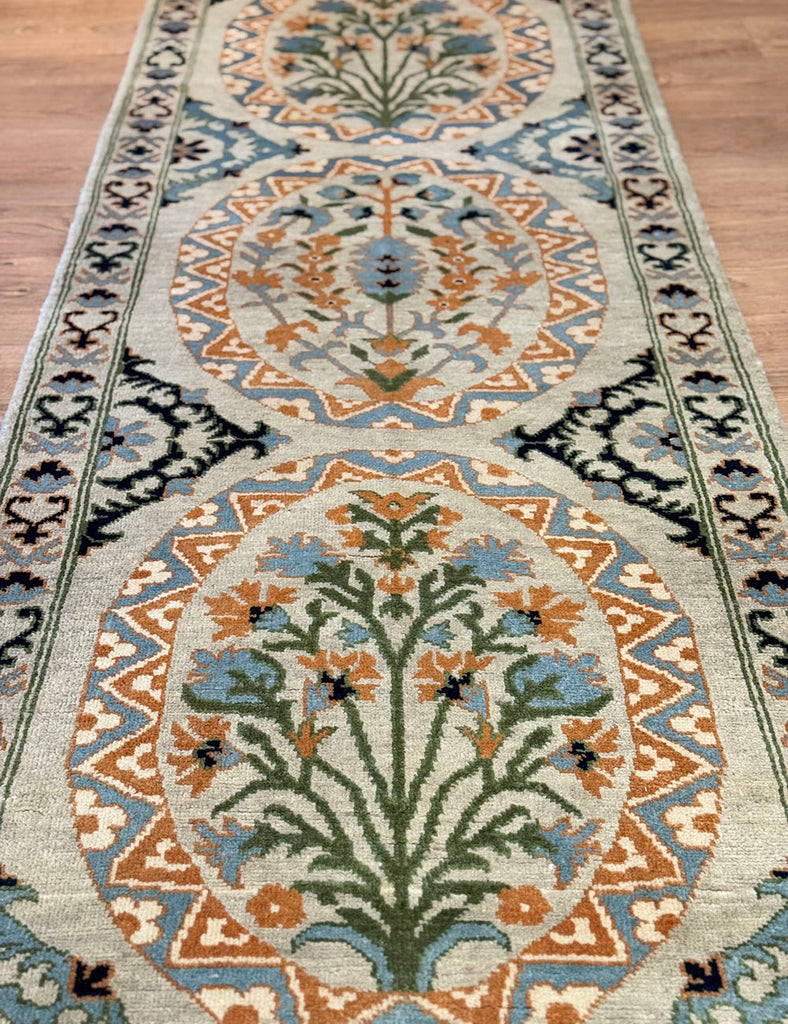 Suzani Garden Tile Hall Runner | 307cm x 80cm | Garden Tile | Emma Mellor Rugs