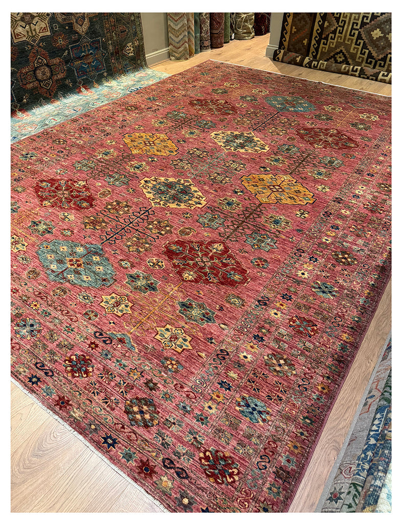 Raspberry Gendje Rug | 378cm x 271cm | Large Rugs | Emma Mellor Rugs