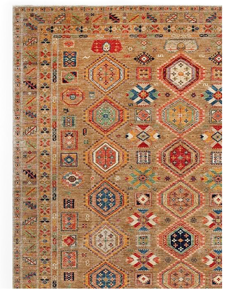 Tobacco Gendje Rug | 417cm x 302cm | Large | Emma Mellor Handmade Rugs