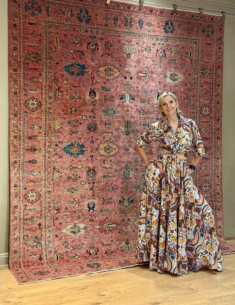 Raspberry Gendje Rug | 310cm x 245cm | Emma Mellor Handmade Rugs