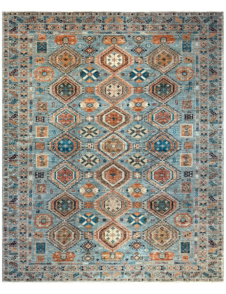 Cerulean Blue Gendje Rug | 305cm x 245cm | Rugs | Emma Mellor Rugs