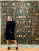 Forest Green Gendje Rug | 305cm x 250cm | Rugs | Emma Mellor Rugs