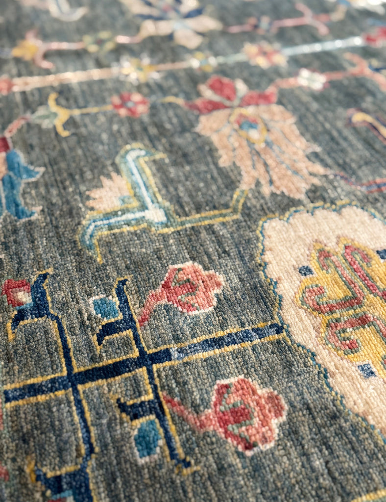 Forest Green Gendje Rug | 305cm x 250cm | Rugs | Emma Mellor Rugs