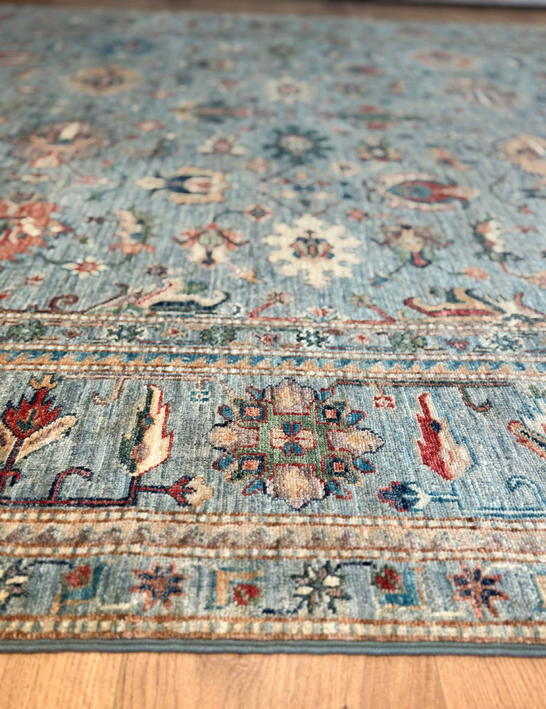 Celestial Blue Gendje Rug | 310cm x 245cm | Emma Mellor Handmade Rugs
