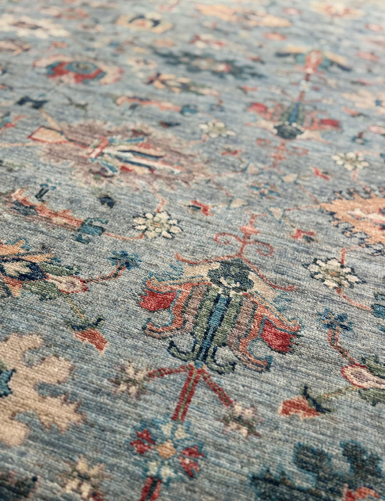 Celestial Blue Gendje Rug | 310cm x 245cm | Emma Mellor Handmade Rugs