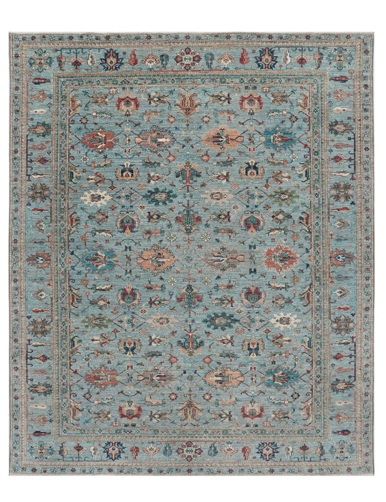 Celestial Blue Gendje Rug | 310cm x 245cm | Emma Mellor Handmade Rugs