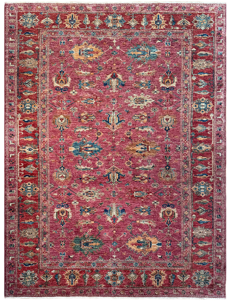 Raspberry & Vermilion Gendje Rug | 235cm x 170cm | Emma Mellor Rugs