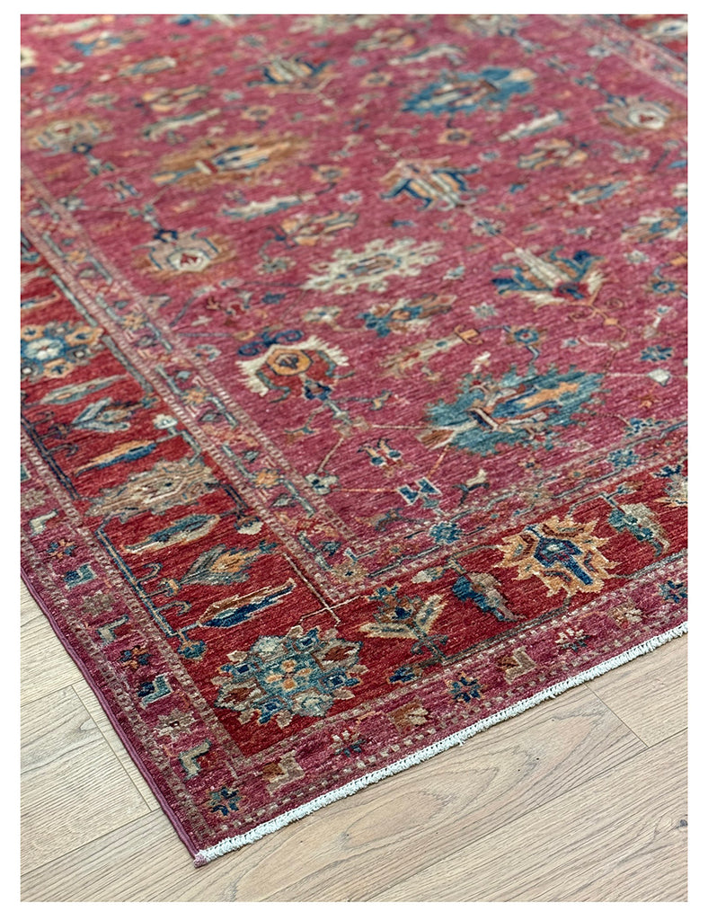 Raspberry & Vermilion Gendje Rug | 235cm x 170cm | Emma Mellor Rugs