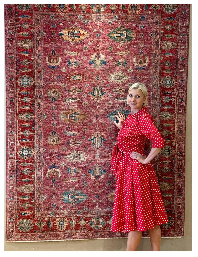 Raspberry & Vermilion Gendje Rug | 235cm x 170cm | Emma Mellor Rugs