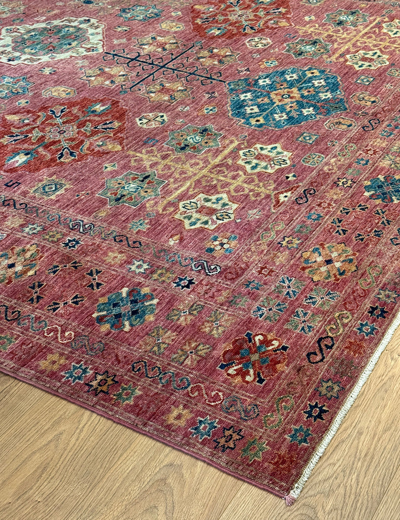 Raspberry Gendje Rug - This Gendje Rug was Handmade in Afghanistan with fine wool and natural dyes | Worldwide Shipping | Emma Mellor Handmade Rugs
