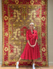 Karakul rug in mouse and raspberry