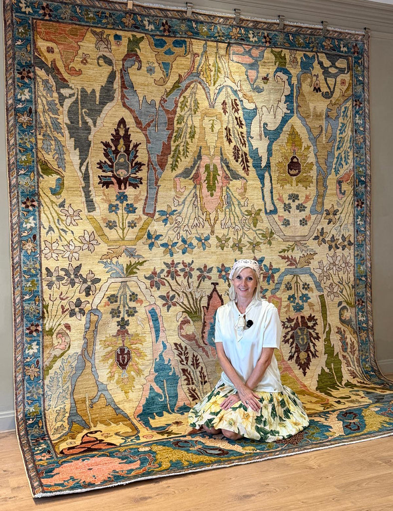 KARAKUL IN PRIMROSE & SKY - 357cm x 271cm (11'9 x 8'11)