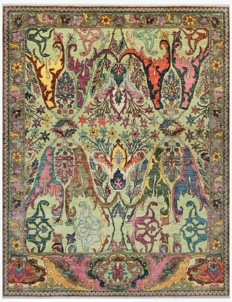 Karakul Rug | 314cm x 249cm | In Sage Orange Ochre | Emma Mellor Rugs