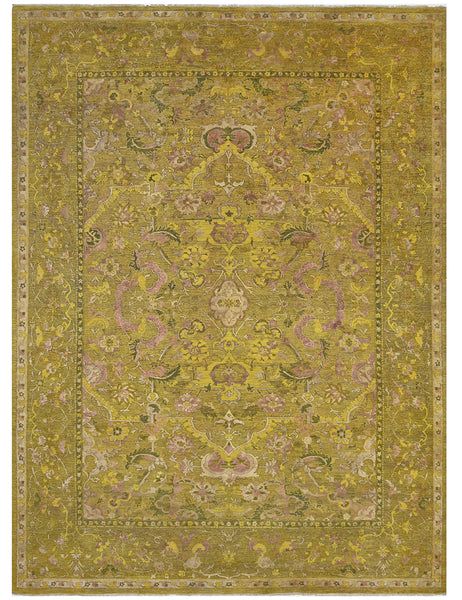 Karakul rug in chartreuse & rose