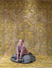 Karakul rug in chartreuse & rose