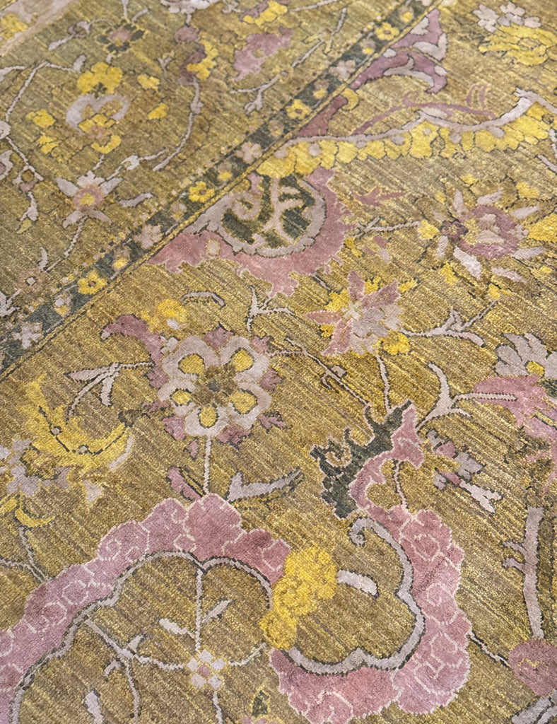Karakul rug in chartreuse & rose