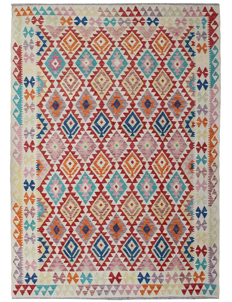 Kilim Rug | 241cm x 173cm | Chalk Kilim Rug | Emma Mellor Rugs London