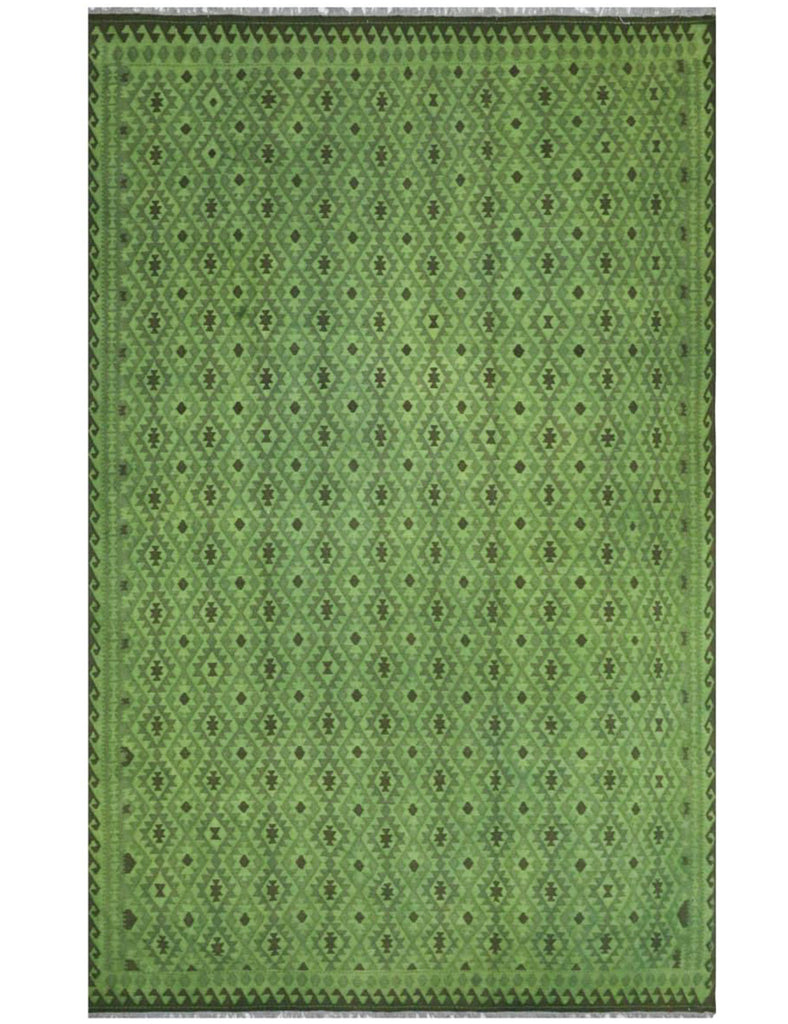 Large Kilim Rug In Avocado Green | 476cm x 302cm | Emma Mellor Handmade Rugs