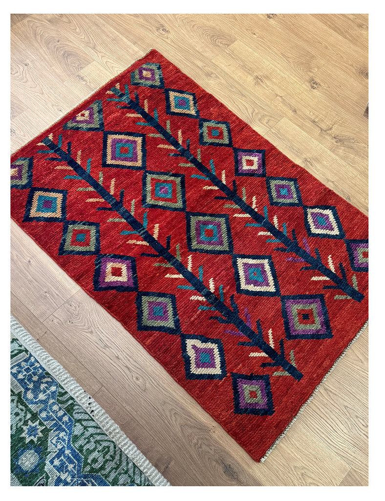 Nomadic Afghan Rug | 143cm x 100cm (4'8 x 3'3) | Contemporary Rugs | Emma Mellor