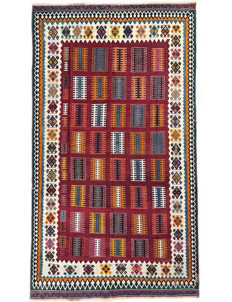 Old Qashqai Kilim Rug | 260cm x 148cm | Kilim Rugs  | Emma Mellor Rugs