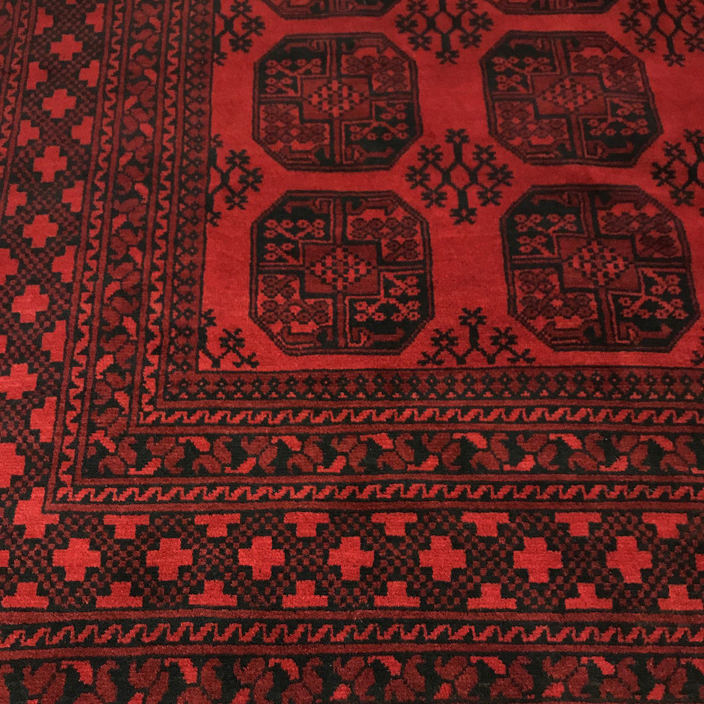 6'4x3'1 feet Afghan rug aqcha hand knotted 196x95 cm - Kelimshop.com